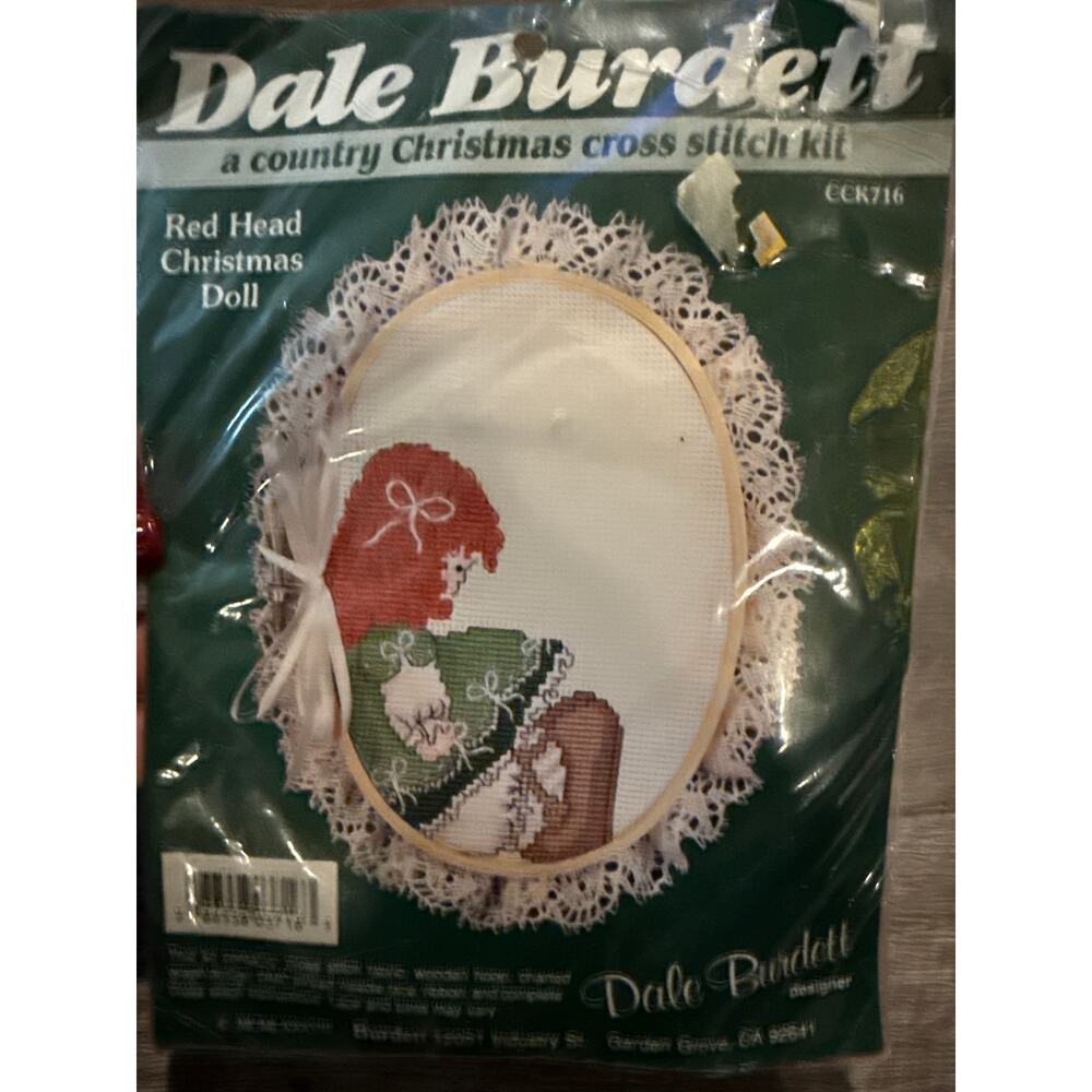 Vintage 1988 Dale Burdett Red Head Christmas Doll Cross Stitch Kit
